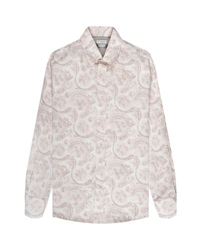 Brunello Cucinelli Paisley Linen Shirt Pink - White