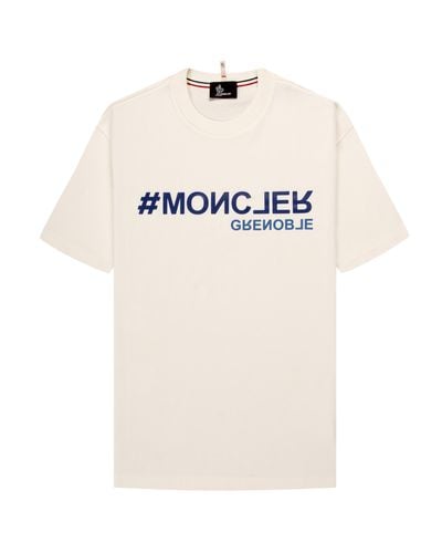 Moncler Grenoble Hashtag Printed Logo T-shirt White - Natural