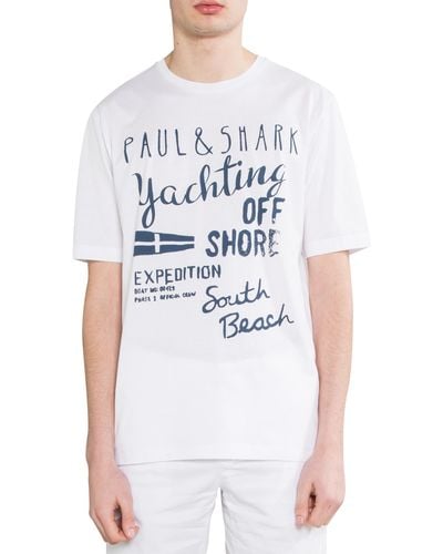 Paul & Shark Graffiti Printed T-shirt White