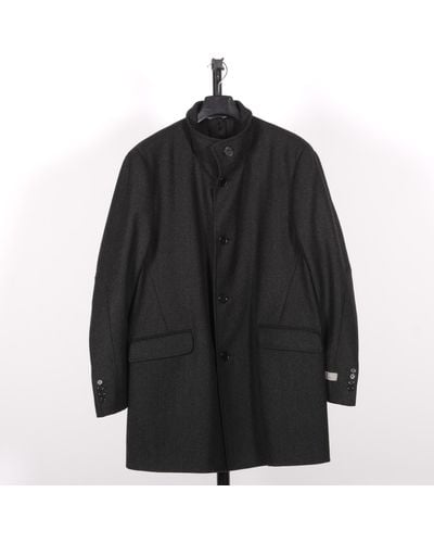 Canali Water Resistant Wool Coat Grey - Black