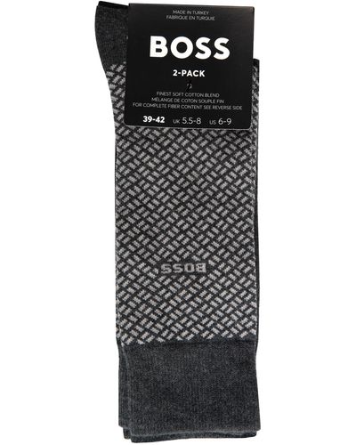 BOSS Hugo 2p Mini Cube Print Socks Grey - Black