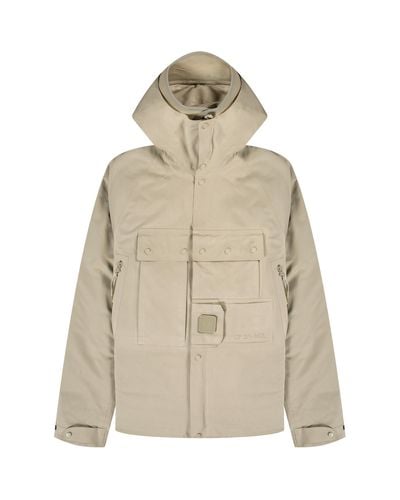 Pockets Cp Company A.a.c. Double Down Jacket Taupe - Natural