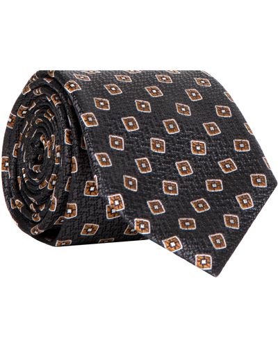 Canali Square Medallion Stitched Tie Blue/brown - Black