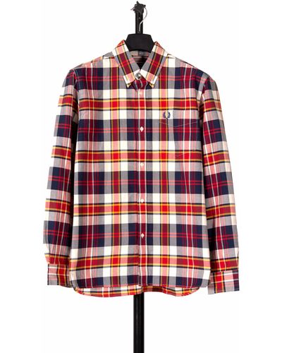 Pockets Re- Fred Perry Button Down Ls Shirt Red/yellow/blue