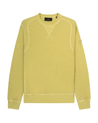Belstaff Gibe Garment Dyed Crewneck Sweatshirt Lime Yellow