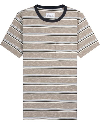 Pockets Albam 'heritage Stripe' T-shirt Mushroom - Multicolour