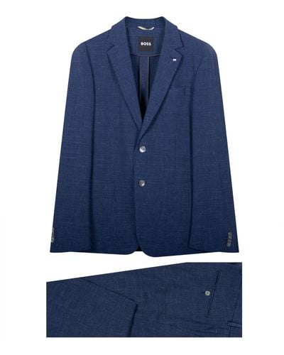 BOSS by HUGO BOSS Hugo 'c-hanry' Italian Fabric Slim Fit Check Suit Navy - Blue