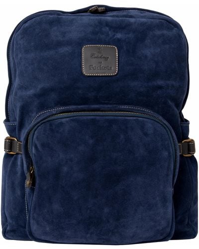 Pockets Calabrese Suede Backpack Navy - Blue