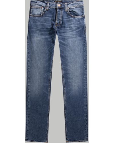 Pockets Nudie 'grim Tim' Jeans Mid Blue Indigo