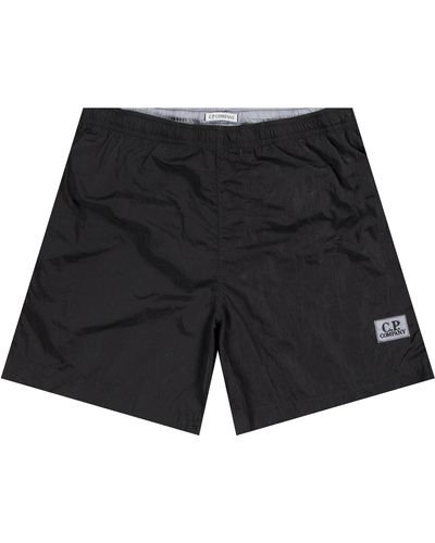 Pockets Cp Company 'chrome Garment' Dyed Logo Swim Shorts Black