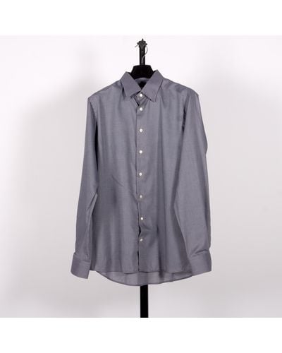 Eton Micro Print Lightweight Flannel Shirt Charcoal - Purple