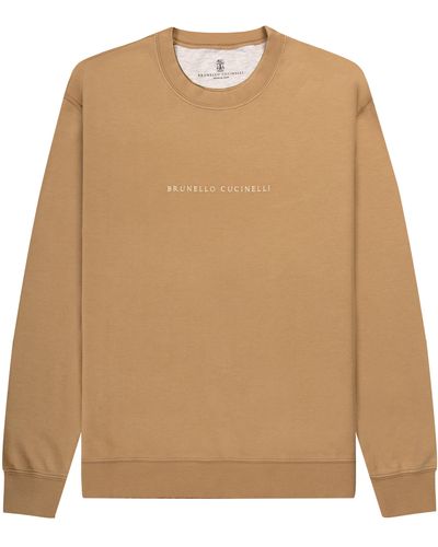 Brunello Cucinelli Centre Logo Sweatshirt Beige - Brown