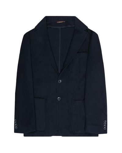 Canali Boucle Unconstructed Blazer Navy - Blue