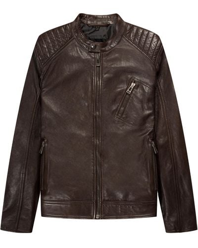 Belstaff V Racer Leather Jacket Ebony - Brown