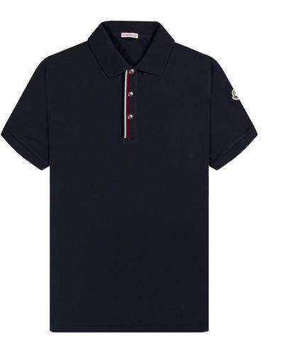Moncler Ss Placket Piping Polo Navy - Blue