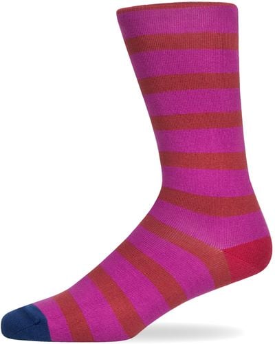 Paul Smith 'query' Odd Stripe Sock Burgundy - Purple