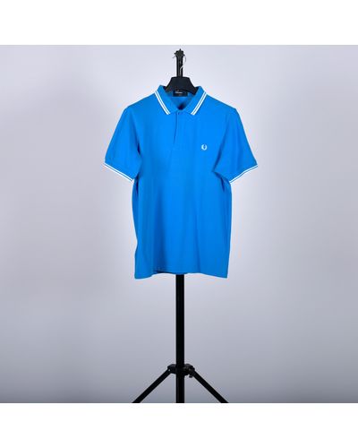 Pockets Re- Fred Perry Slim Fit Polo Bright Blue/white