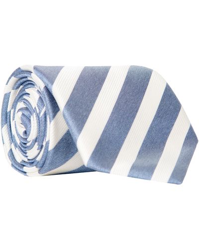 Canali University Stripe Silk Tie Blue/white