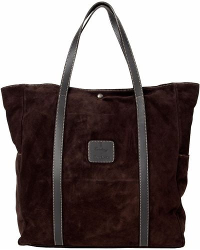 Pockets Calabrese Shopping Suede Tote Bag Chocolate Brown
