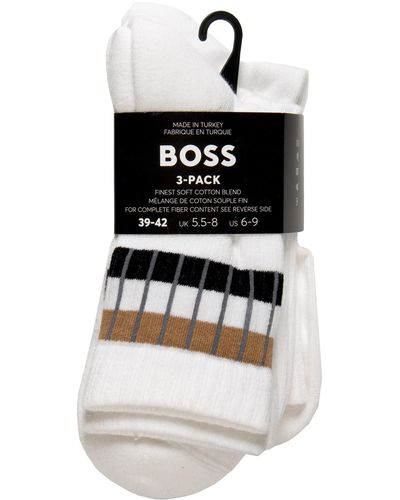 BOSS Hugo 3p Qs Ribbed Socks White - Black