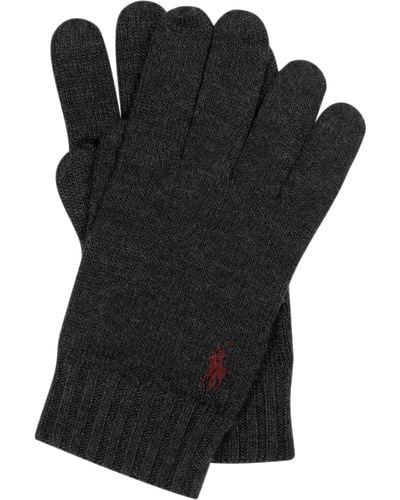 Polo Ralph Lauren Classic Logo Wool Gloves Dark Granite Heather - Black