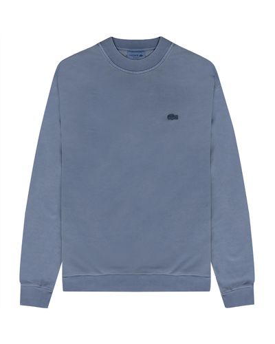 Lacoste Washed Loose Fit Crewneck Sweatshirt Blue