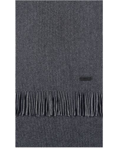 BOSS Hugo Medeo Weaved Wool & Cotton Scarf Navy/grey