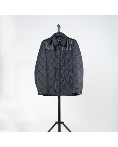 Pockets Re- Burberry 'quilted' Leather Shoulder Patch Jacket - Blue