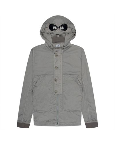 C.P. Company Goggle Flatt Nylon Hooded Overshirt Drizzle Grey