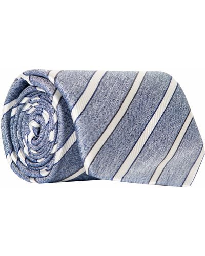 Canali Diagonal Stripe Silk Tie Blue/white