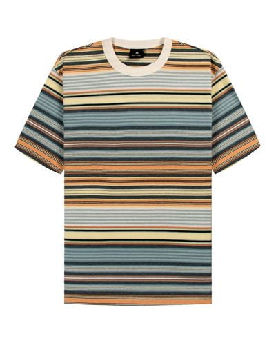 Paul Smith Multi Stripe Ss T-shirt Blue/orange/yellow - Multicolour