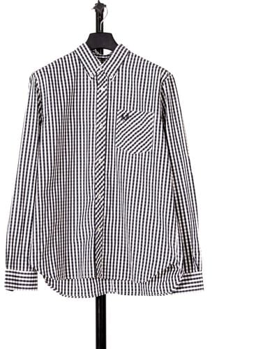 Pockets Re- Fred Perry Ls Gingham Shirt White/ Black - Blue