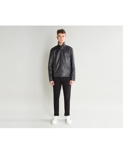 Ralph Lauren 'maxwell' Windbreaker Leather Jacket Black