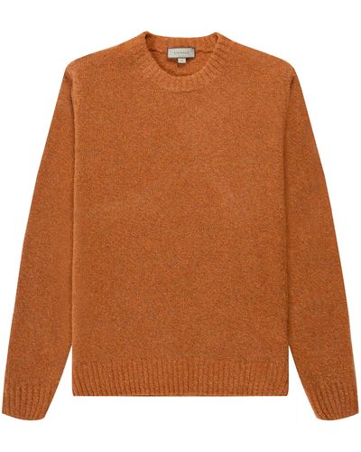 Canali Mixed Wool Boucle Crewneck Knit Orange - Brown