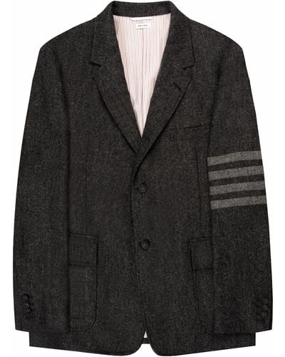 Thom Browne Donegal Tweed 4-bar Blazer Charcoal Grey - Black