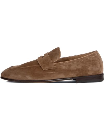 Brunello Cucinelli Suede Penny Loafers Brown