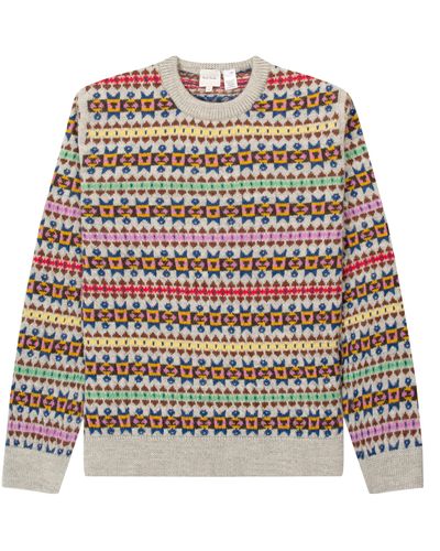 Paul Smith Intarsia Crewneck Knit Jumper Multi - Brown