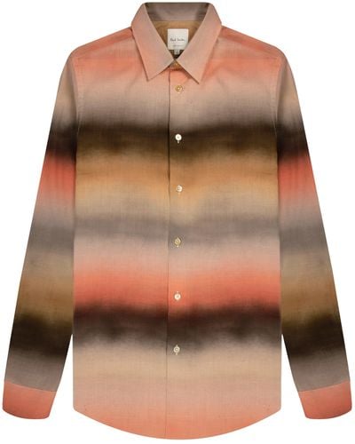 Paul Smith Untitled Stripe Ls Shirt Tan - Brown