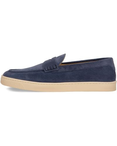 Brunello Cucinelli Washed Suede Loafers Night Blue