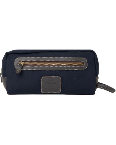 Pockets Calabrese Canvas And Leather Washbag Navy - Blue