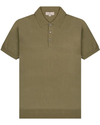 Canali Knitted Ss Polo Shirt Green