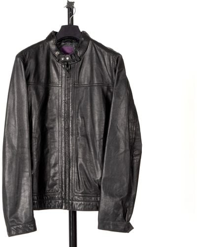 Pockets Re- Ted Baker Leather Bomber Jacket Black