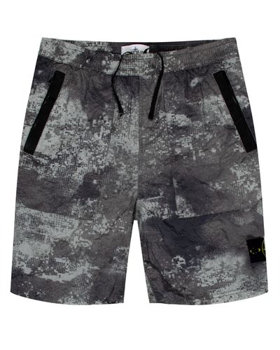 Stone Island Camo Bermuda Shorts Grey