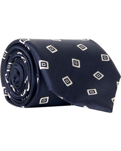 Canali Wonky Square Silk Tie Navy - Blue