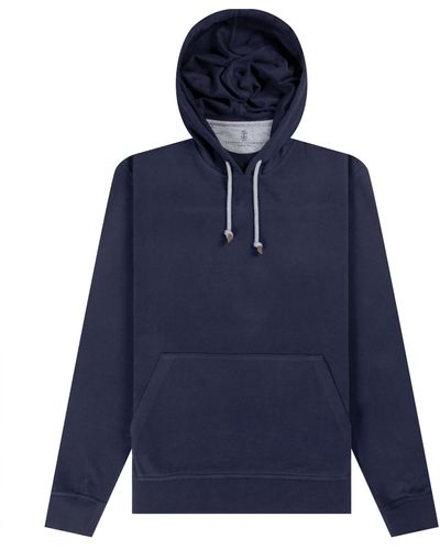 Brunello Cucinelli 'popover' Hooded Sweatshirt Navy - Blue