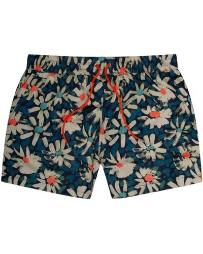 Paul Smith Daisy Printed Swim Shorts Navy/orange - Blue