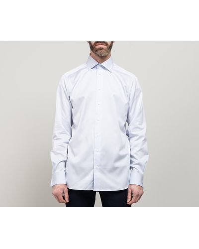Eton Contemporary Fit Double Cuff Check Shirt Blue - White