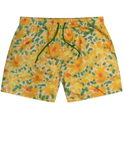Paul Smith Daisy Printed Swim Shorts Yellow/ Green
