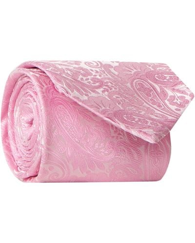 Eton Paisley Printed Silk Tie Pink