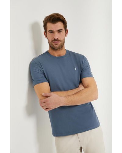 POLO CLUB Kurzärmliges Schlichtes Baumwoll-T-Shirt Denimblau Mit Rigby Go Logo